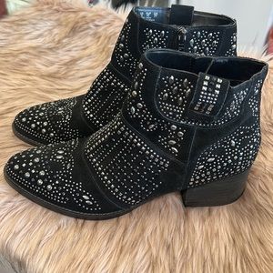 FERGIE Suede Leather Studded Booties